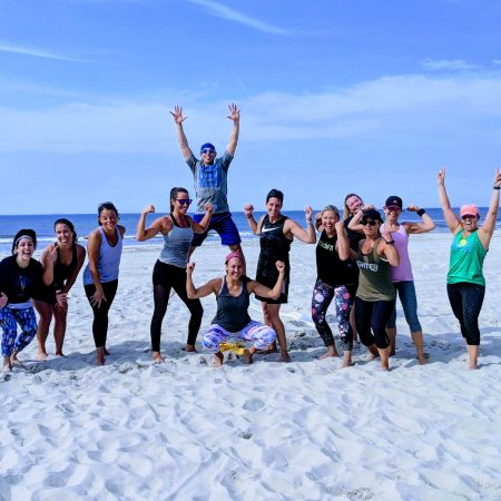 Beach group jump